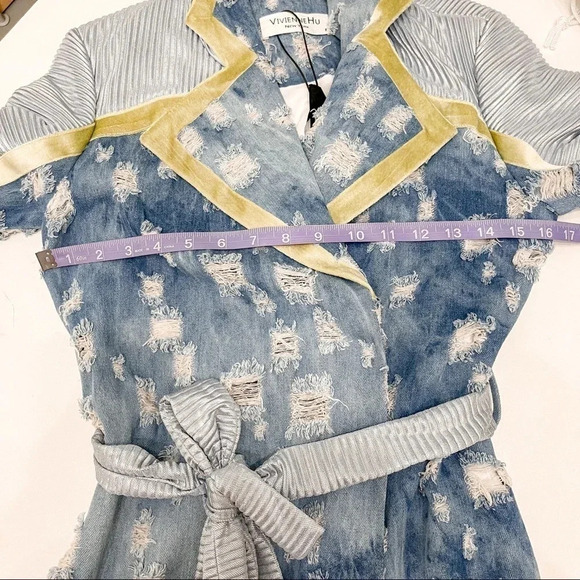 Vivienne Hu distress denim dress runway spring 2019 collection NWT size 2 - Picture 10 of 12